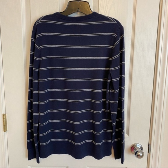 THEORY Riland Striped Wool Blend Pullover Sweater in Navy/Grey Size M - Picture 8 of 10